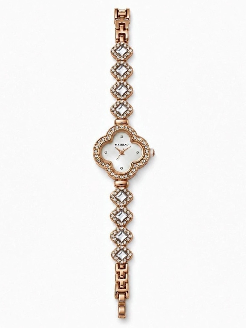 Rose-Gold White Clover Rhinestone Watch - Picture 2 of 3